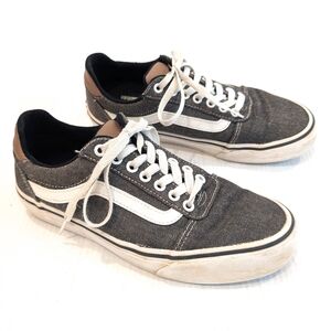VANS Black Denim Canvas Lace-up Low Top Skate Shoes Sneakers Size 7 Men's